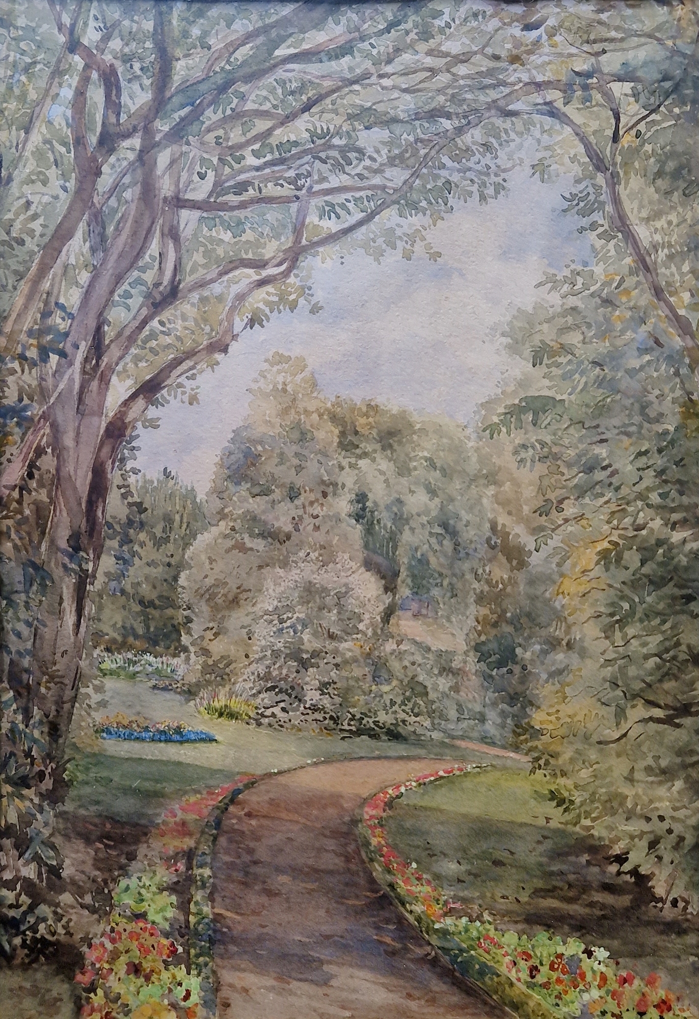 G Broomford (20th century) Watercolour Woodland scene with path, signed lower left, framed and - Image 2 of 8