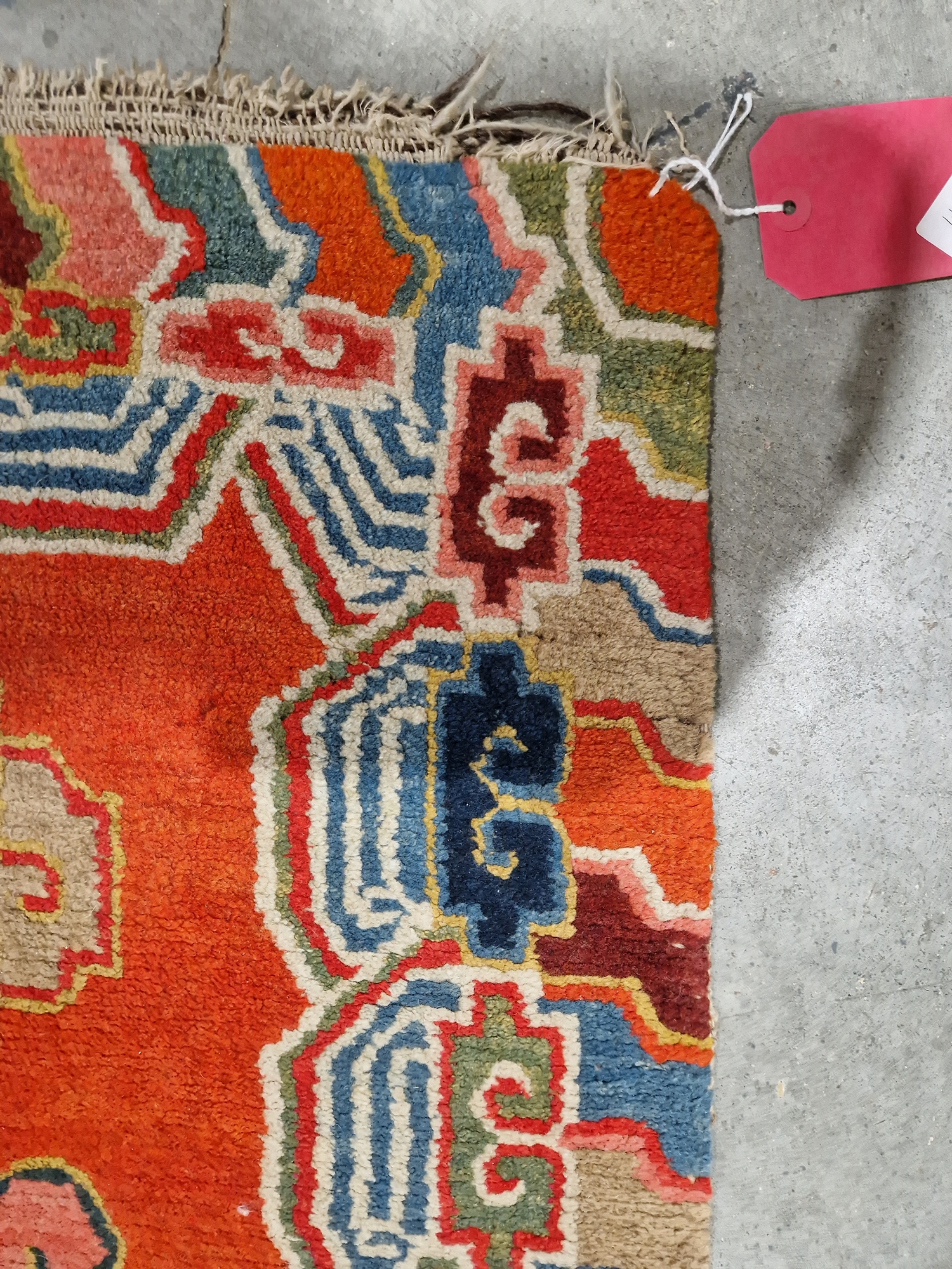 Pair of Chinese style rugs, possibly Tibetan, the central panel with two dragons chasing flaming - Image 61 of 88