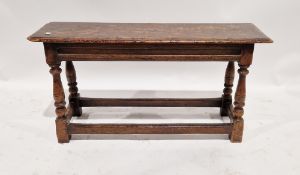 Antique bench of rectangular form with turned legs, 46cm high x 92cm wide x 28cm deep