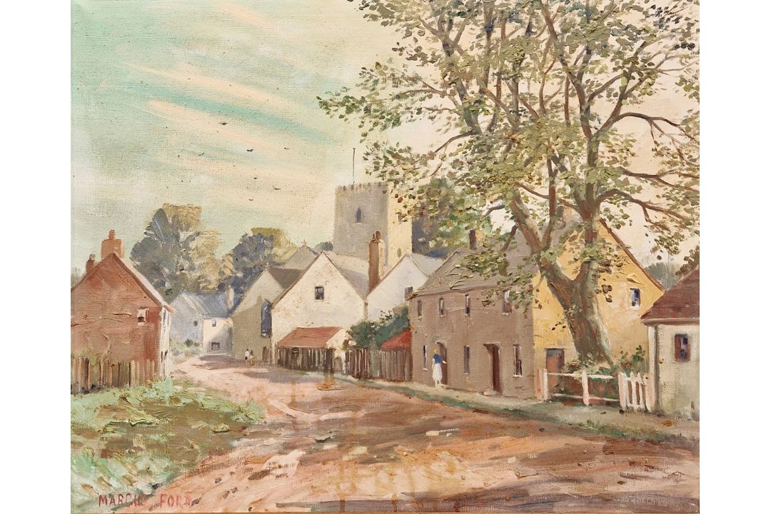 Marcus Ford  Oil on canvas "Folkton - Yorks", street scene, signed and titled verso, 49.5cm x - Image 1 of 18