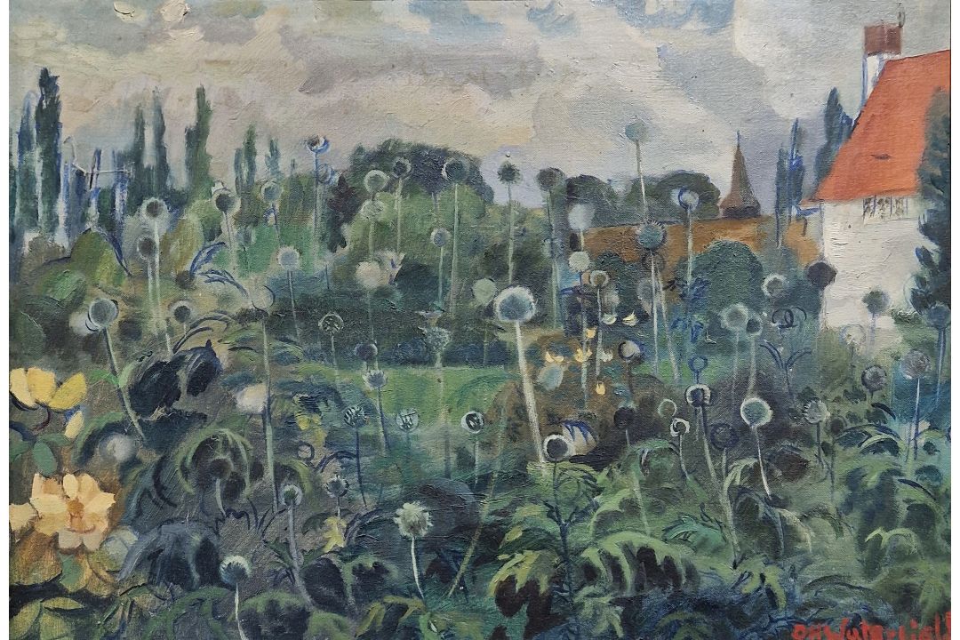 D H Waterfield (1908-1971) Oil on canvas Flowering garden scene with dwelling, signed lower right, - Image 1 of 3