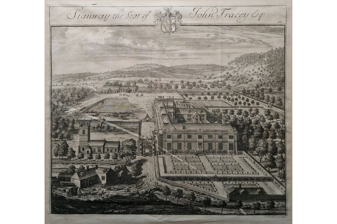 Jan Kip (c.1653-1722) Engraving "Stanway the Seat of John Tracey Esq.", framed and glazed, 37cm x - Image 1 of 2