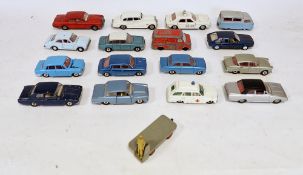 Quantity of playworn Dinky diecast model cars to include Ford Zodiac police, Bedford Van, 158