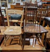 Late 19th/early 20th century oak Arts & Crafts-style dining chair with spindle back, 88cm high,