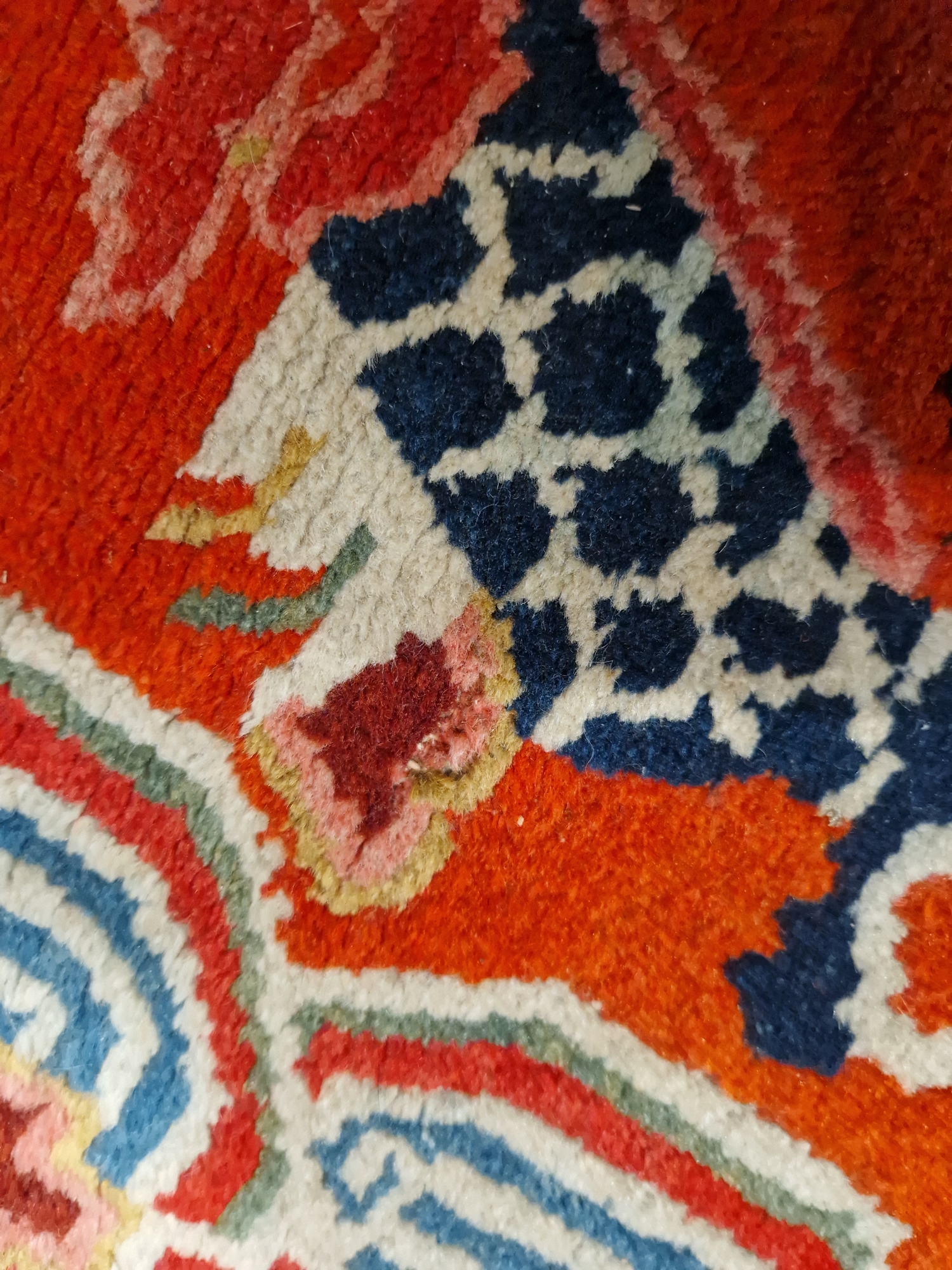 Pair of Chinese style rugs, possibly Tibetan, the central panel with two dragons chasing flaming - Image 83 of 88