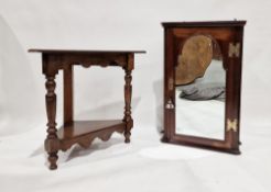 Victorian mahogany wall hanging corner cupboard, the single mirrored door opening to reveal four