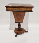 Victorian mahogany sewing table of rectangular form, having Tunbridge Ware decoration to the lid