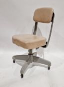 Mid century industrial steel machinist's/office chair by Burroughs, grey painted with cream
