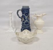 Late 19th century German stoneware Westerwald-type large stein, of tapering cylindrical form,