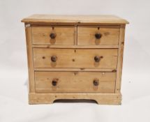 Victorian pine chest of two short and two long drawers with bun handles, 88cm wide 79 h x 47 d. cm