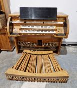 LOT WITHDRAWN 20th century oak church organ by Copeman Hart, two-stave, plus brass pedals 125cm high
