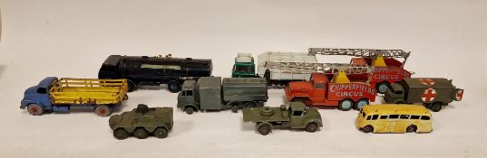 Quantity of playworn diecast model vehicles to include 2 x Corgi Major Toys International 6x6