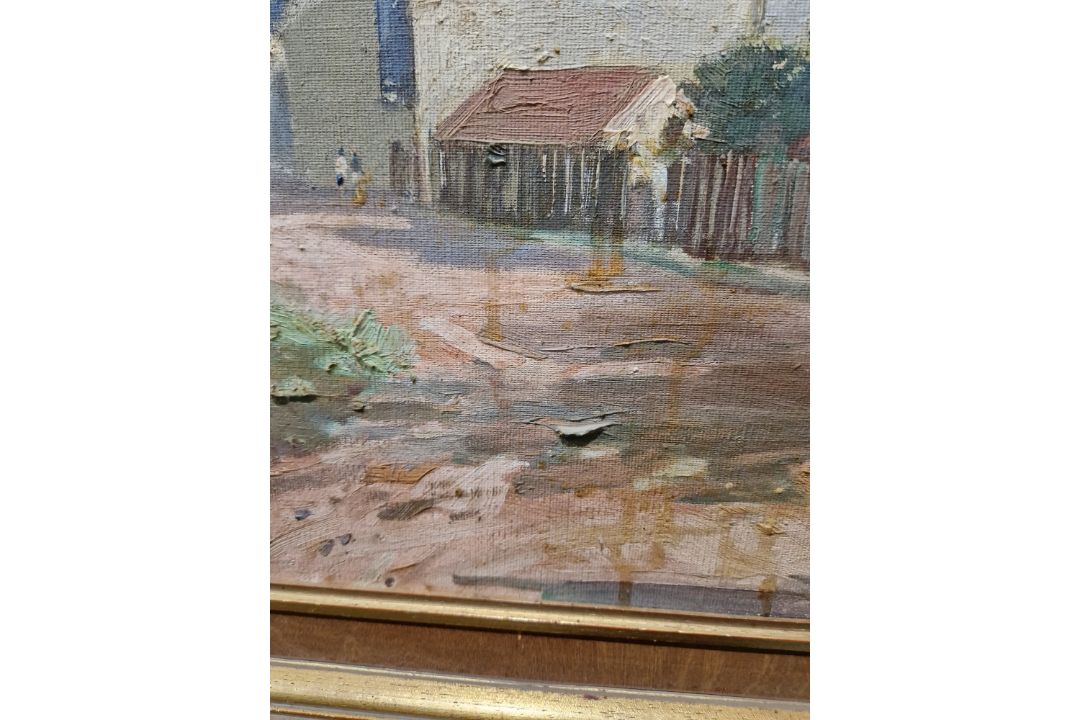 Marcus Ford  Oil on canvas "Folkton - Yorks", street scene, signed and titled verso, 49.5cm x - Image 9 of 18