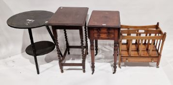 20th century burr wood canterbury having one long drawer to the front, raised on metal castors, 56cm