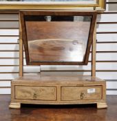 Late 19th/early 20th century veneered dressing table swing mirror, the mirror itself of
