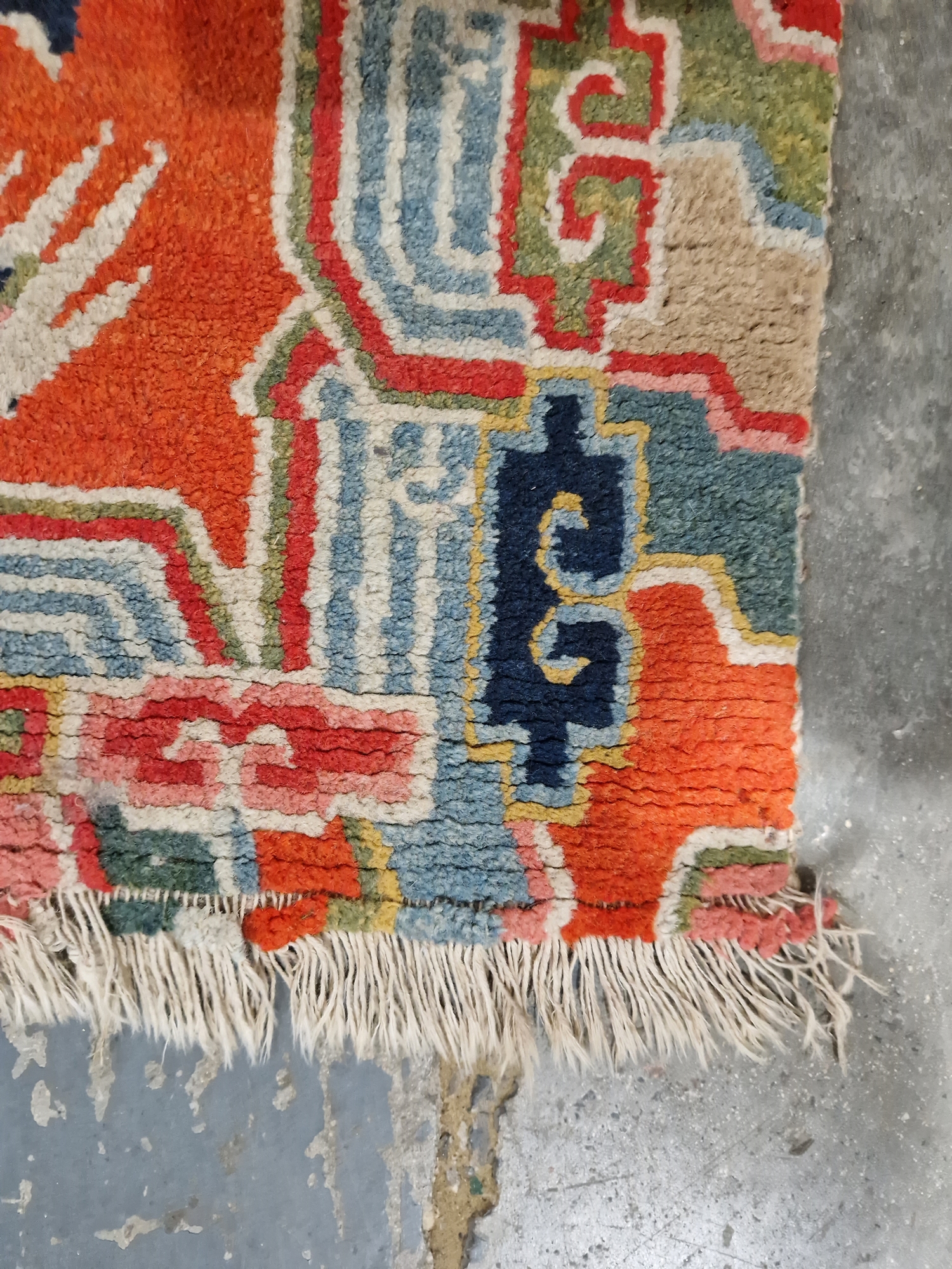 Pair of Chinese style rugs, possibly Tibetan, the central panel with two dragons chasing flaming - Image 66 of 88