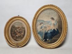 After F Bartolozzi (18th century) Stipple engraving Shepherd seated with dog, sheep in field beyond,