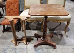 Victorian mahogany occasional table with canted corners, raised on four bun feet, 73cm high x 53cm