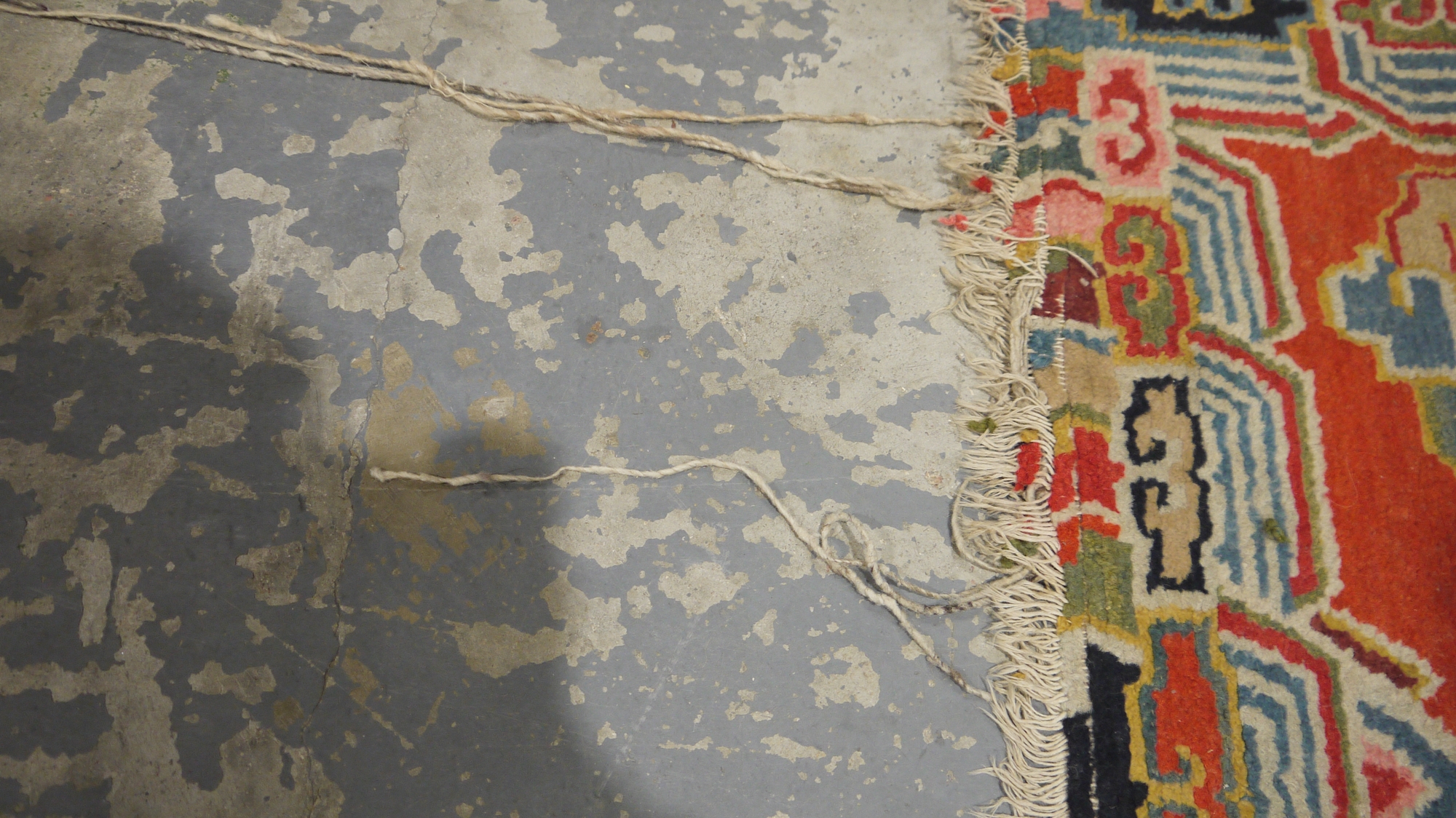 Pair of Chinese style rugs, possibly Tibetan, the central panel with two dragons chasing flaming - Image 7 of 88
