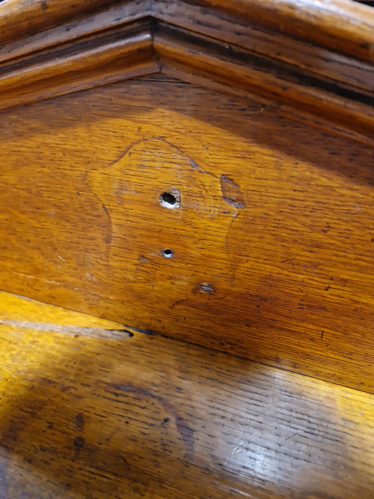 Late 19th/early 20th century oak Gothic style hall table with single drawer to one side, raised on - Image 8 of 19
