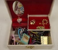 Quantity of costume jewellery to include bead necklaces and faux pearls (three boxes).