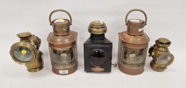 Collection of early 20th century ships' lights and others similar, including two named for Stern