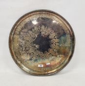 Silver-plated circular tray with engraved decoration, 46cm diameter