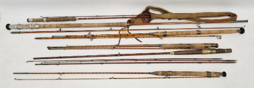 Group of vintage fishing rods including S.Allcock & Co, Redditch x 2, a Millward's Spinmaster, a S.