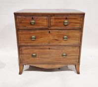 19th century mahogany chest of drawers, comprising two short over two long drawers, each drawer with