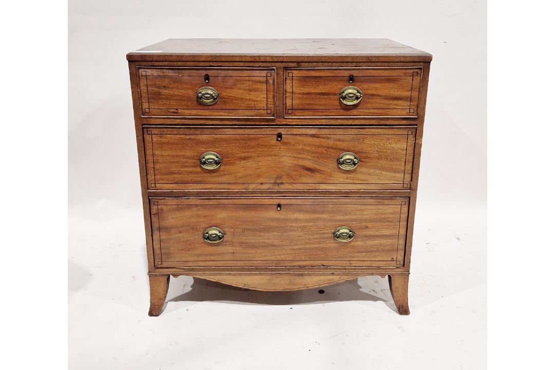 19th century mahogany chest of drawers, comprising two short over two long drawers, each drawer with