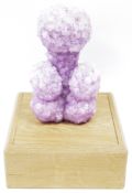 Amethyst quartz on oak square-section stand, 34cm high