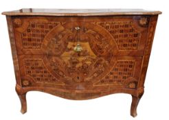 Pair of 18th century Italian walnut marquetry commodes in the manner of Giuseppe Maggiolini, of