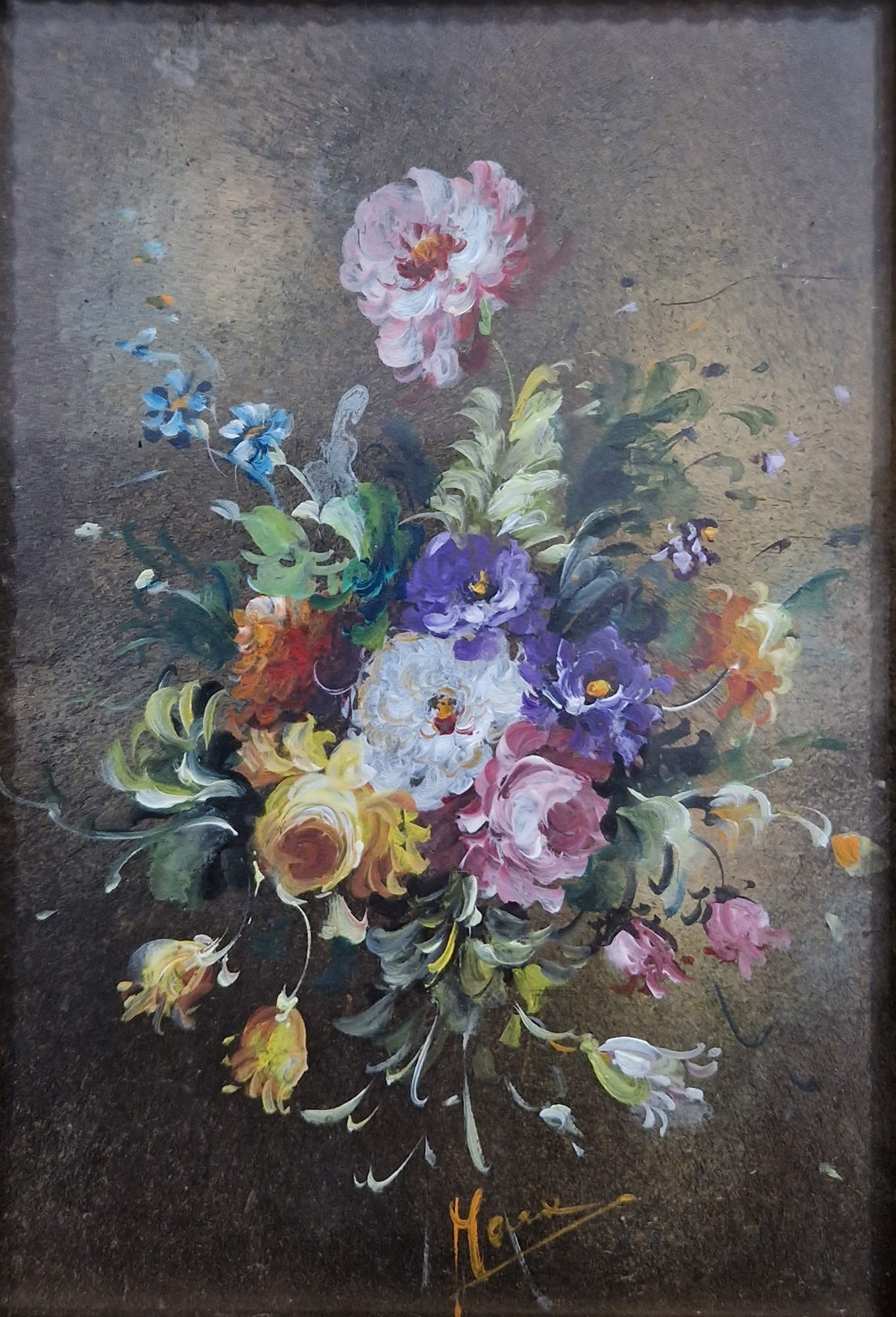Three enamel on copper pictures, one signed Reichenbach, the other signed J. Kiely and two oil on - Image 4 of 7