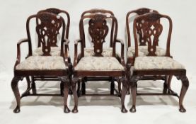 Set of six early 20th century mahogany Georgian-style dining chairs, including two armchairs, each