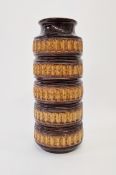Large West German pottery vase, treacle glaze with impressed decoration, numbered 268-40 to base,