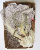 Late 19th/early 20th century silver wire and faux-pearl head piece, possibly bridal, two feather hat