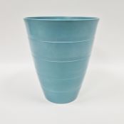Keith Murray for Wedgwood, a matt blue glazed vase of tapering form, with horizontal bands,