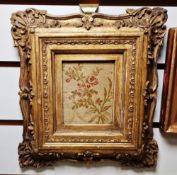 A mid 19th century silk embroidery showing a shepherdess with sheep, 8 x 9.5cms, in oval frame,