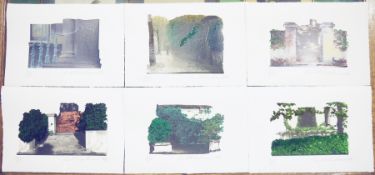 Ivor Abrahams (1935-2015) Oxford Gardens I (Steps Banister) II (Pillar Portrait) III (Green/Bush/