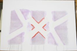 Richard Smith (1931-2016) Two of a Kind IVa (red x on lavender) 1978 Etching Edition 44/80 70.5 x