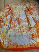 Japanese silk Uchikake wedding kimono, heavily embroidered in silver and gold thread with flowers,