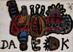 Alan Davie (Scottish 1920-2014)  Oil on paper, signed and dated 2013 Untitled - 20cms x 28.5cms