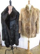 Black coney three quarter length jacket, labelled made in Korea, c.1990s and another brown vintage