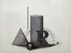 Friedrich Meckseper (German, 1936-2019) Etching and aquatint Still life composition with protractor,