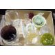 Set of 14 green stemmed hock glasses, a small quantity of irridescent and milk glass bowls and - Image 1 of 4