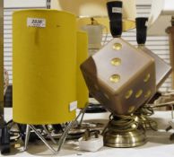 Pair of modern table lamps, the bodies in the form of dice and two further table lamps (4)