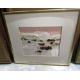Framed print , indistinctly signed in the print,  'Tide Coming In'  and three textile collages, - Image 2 of 4