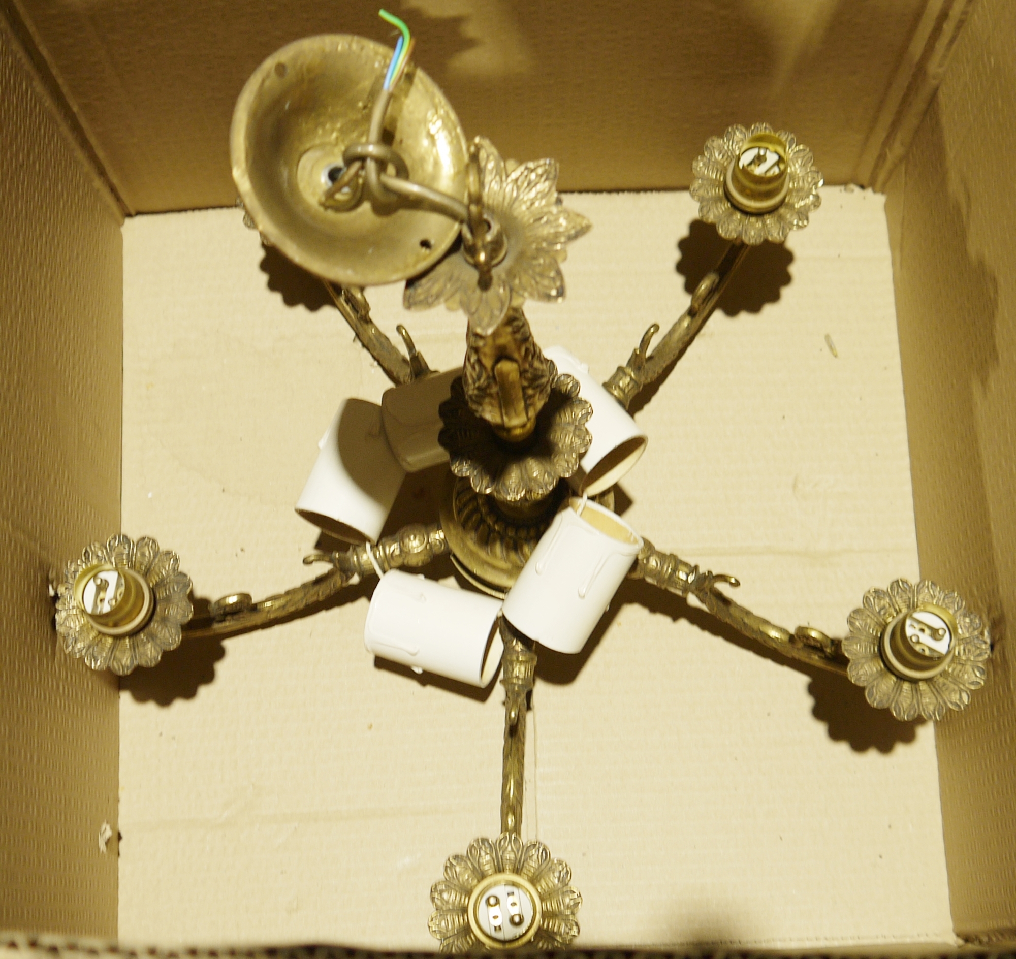 Pair of brass electroliers (2) - Image 2 of 2