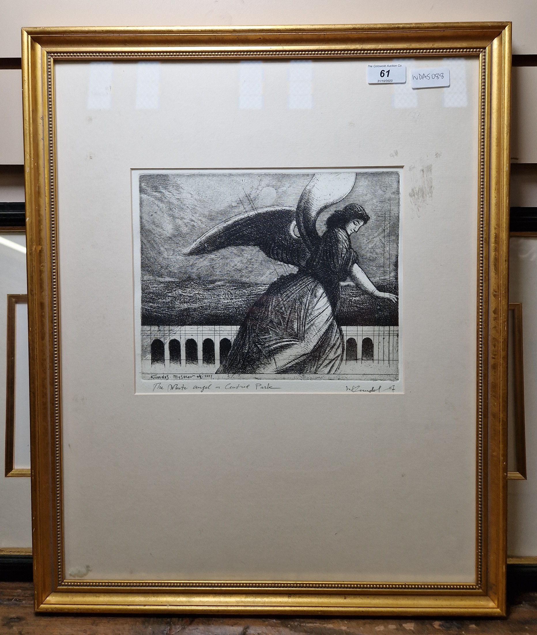 Leo Kundas Mysakov (Russian b. 1953) Etching "The White Angel in Central Park", signed and dated - Image 2 of 3