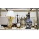 Two table lamps in the form of owls and a modern Chinese blue and white table lamp with floral - Image 1 of 8